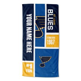 [Personalization Only] OFFICIAL NHL Colorblock Personalized Beach Towel - St. Louis Blues