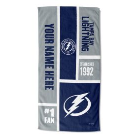 [Personalization Only] OFFICIAL NHL Colorblock Personalized Beach Towel - Tampa Bay Lightning