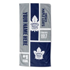 [Personalization Only] OFFICIAL NHL Colorblock Personalized Beach Towel - Toronto Maple Leafs