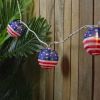 10-Count American Flag 4th of July Paper Lantern Lights Clear Bulbs